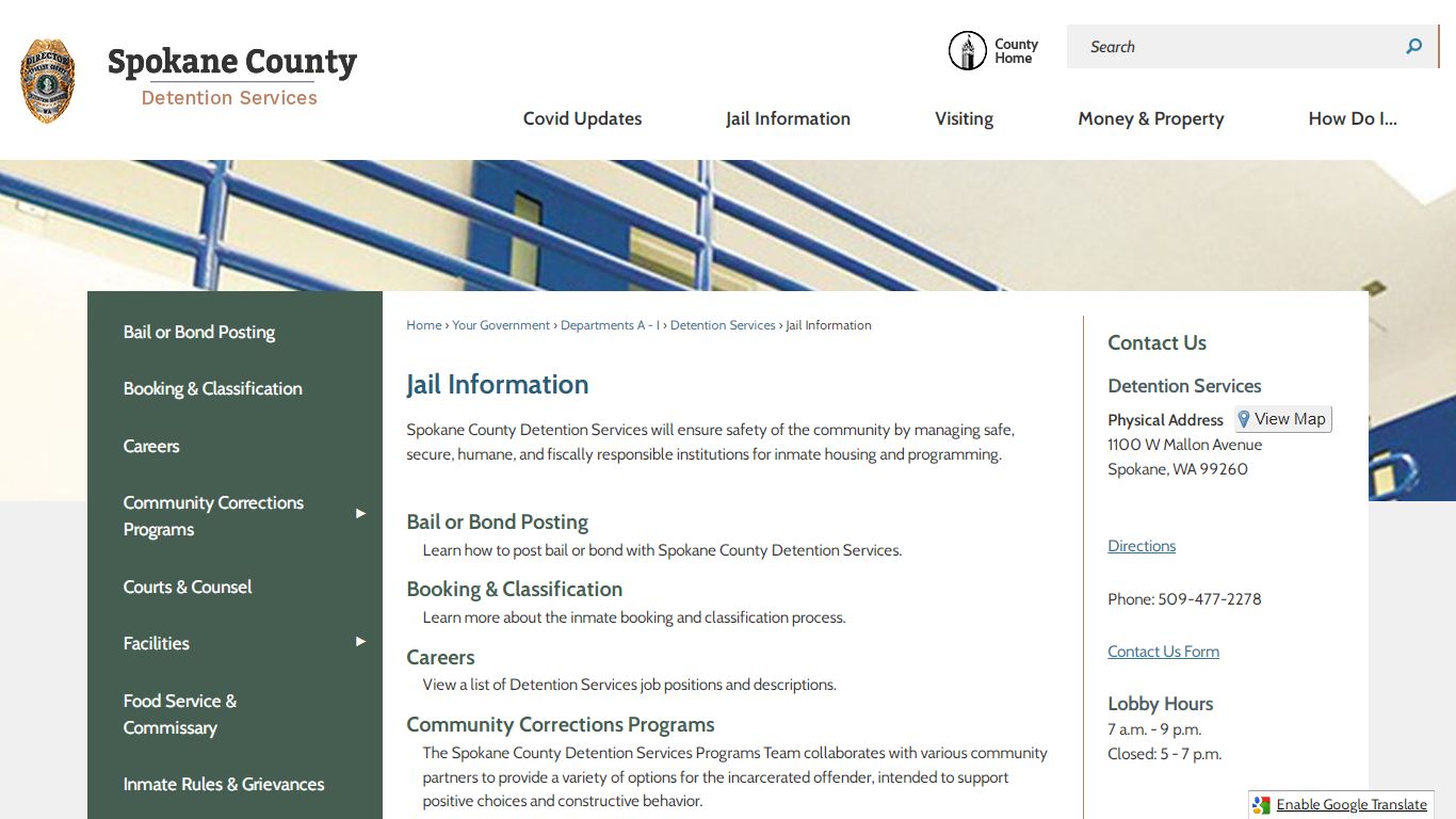 Jail Information | Spokane County, WA