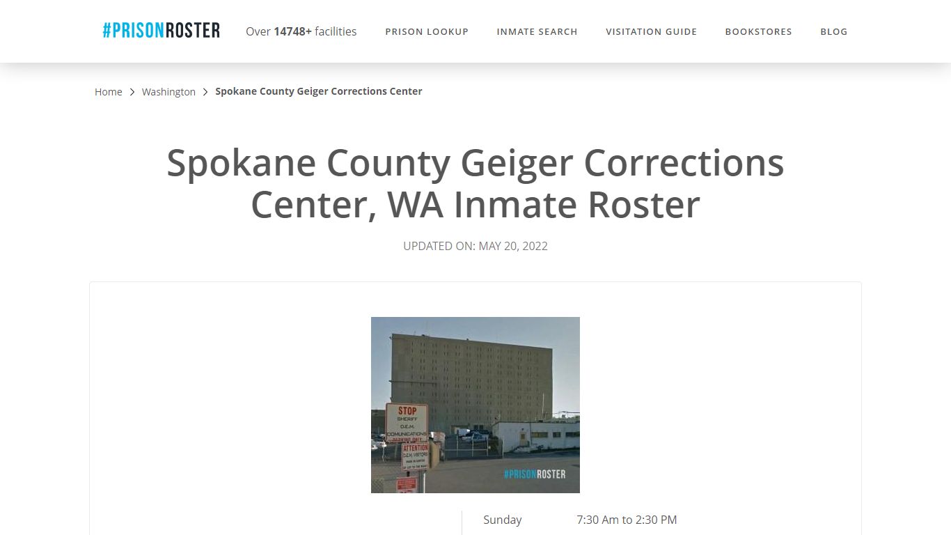 Spokane County Geiger Corrections Center, WA Inmate Roster
