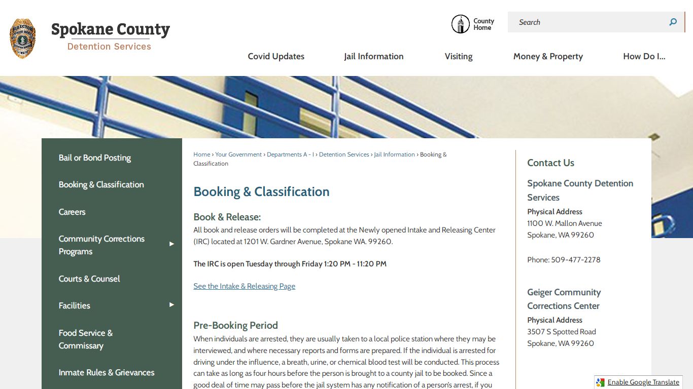 Booking & Classification | Spokane County, WA